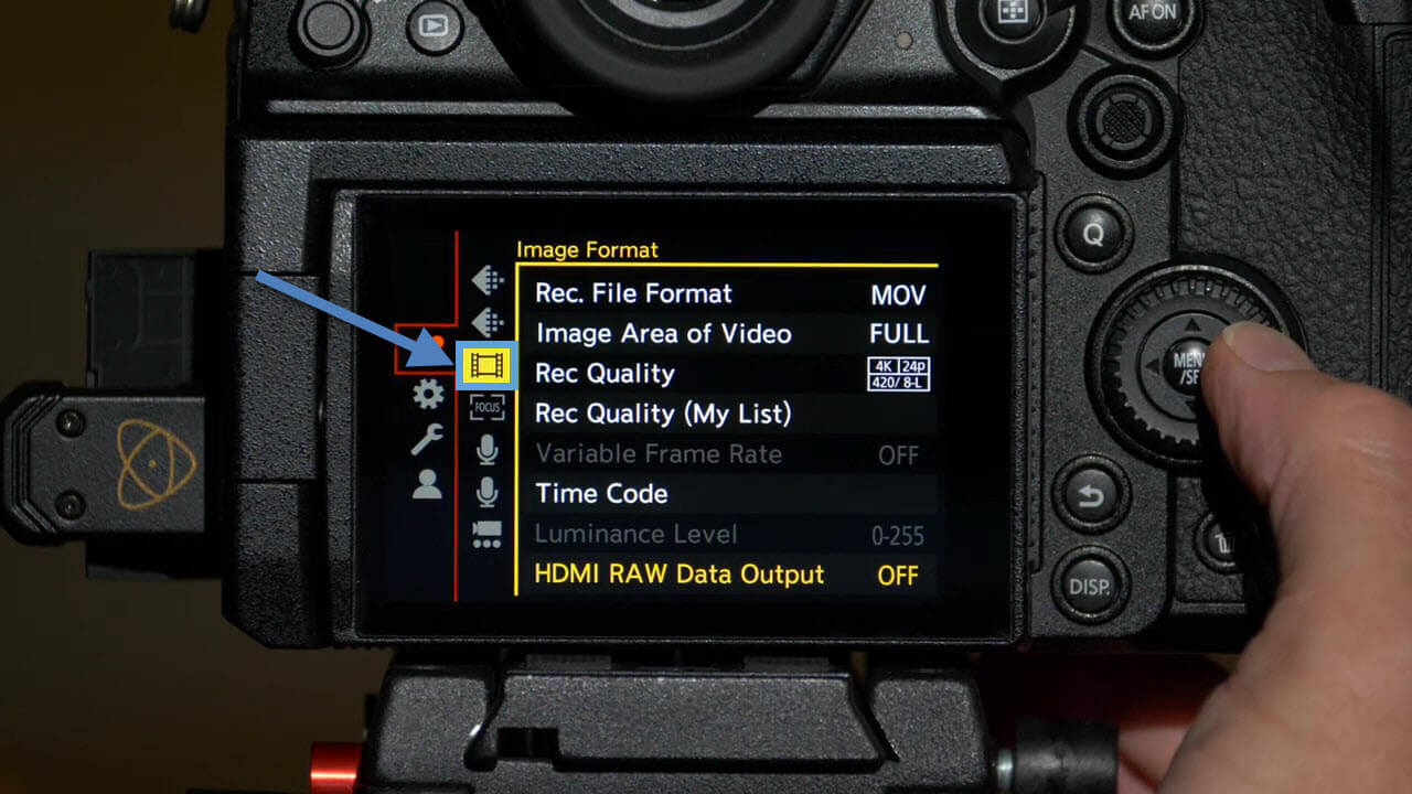 Step 2: Image with the video menu option on the DC-S1H highlighted. This image is to be used in tandem with the instructions paired with it.