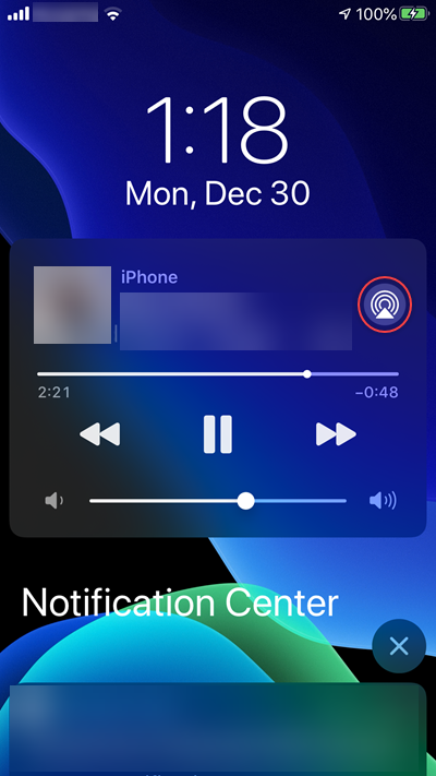 Example of Airplay Icon image on app screen