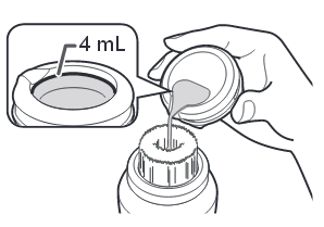 Image shows usin ghte measuring cup to fill with water