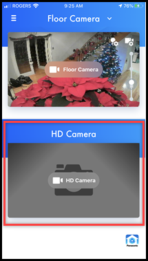 HD Camera option is highlighted