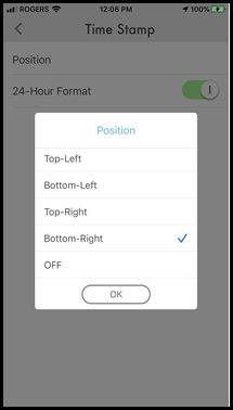 Position Dialogue Box with options displayed
