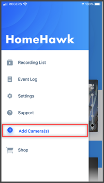 Add camera option is highlighted