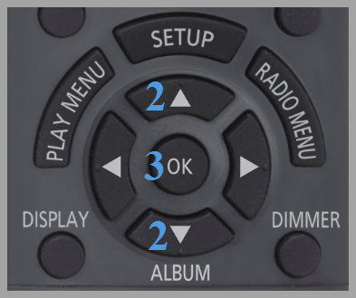 Image shows the up and down arrows and the OK button on the remote control