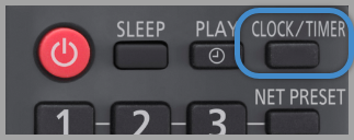 Image shows Clock Timer button on remote control