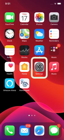 Image of iPhone Main screen, menu highlighted