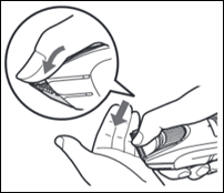 Image shows method to hold main body while removing the blade, as described above.