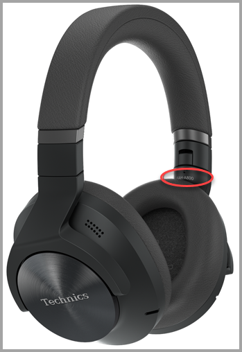 Image shows the Model number located on the left side of the headband.
