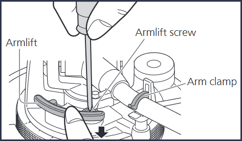 Image of armlift and sdjusting the screw.