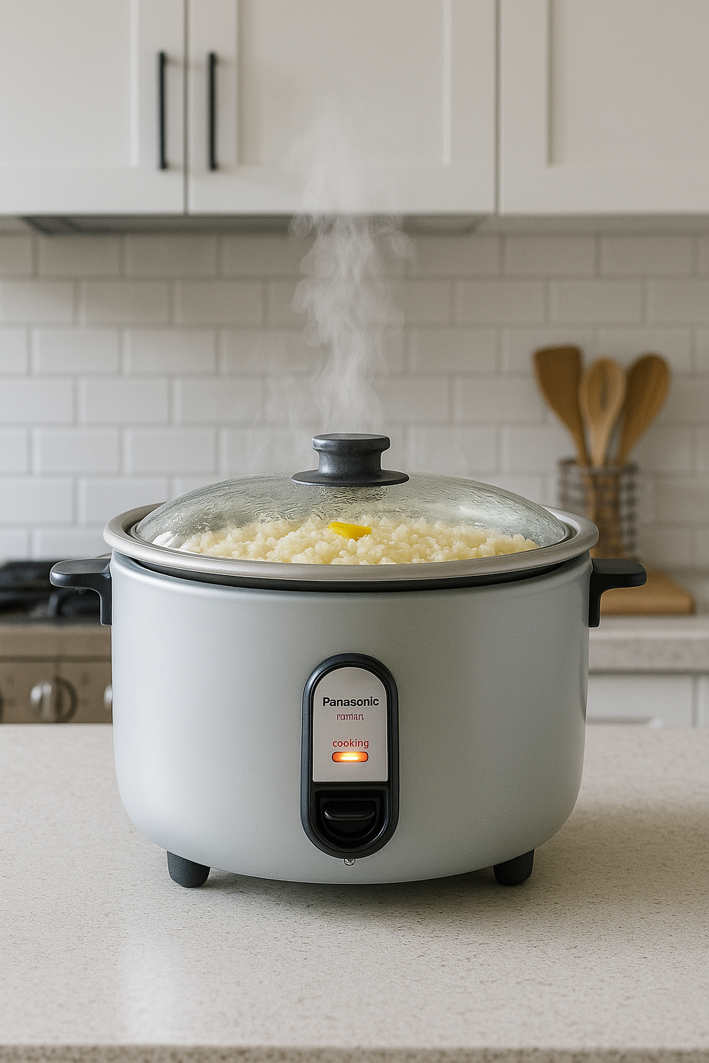 Rice cooker on counter